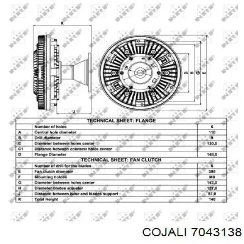 Вискомуфта вентилятора 7043138 Cojali