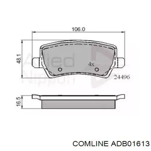 ADB01613 Comline колодки тормозные задние дисковые