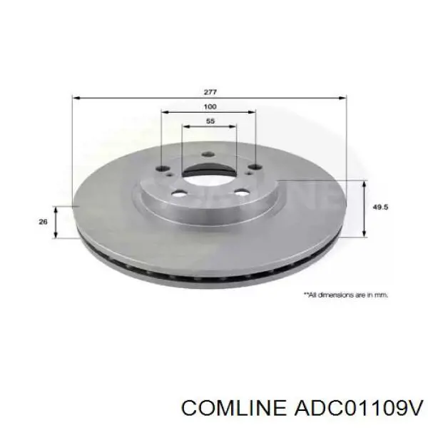 ADC01109V Comline диск тормозной передний
