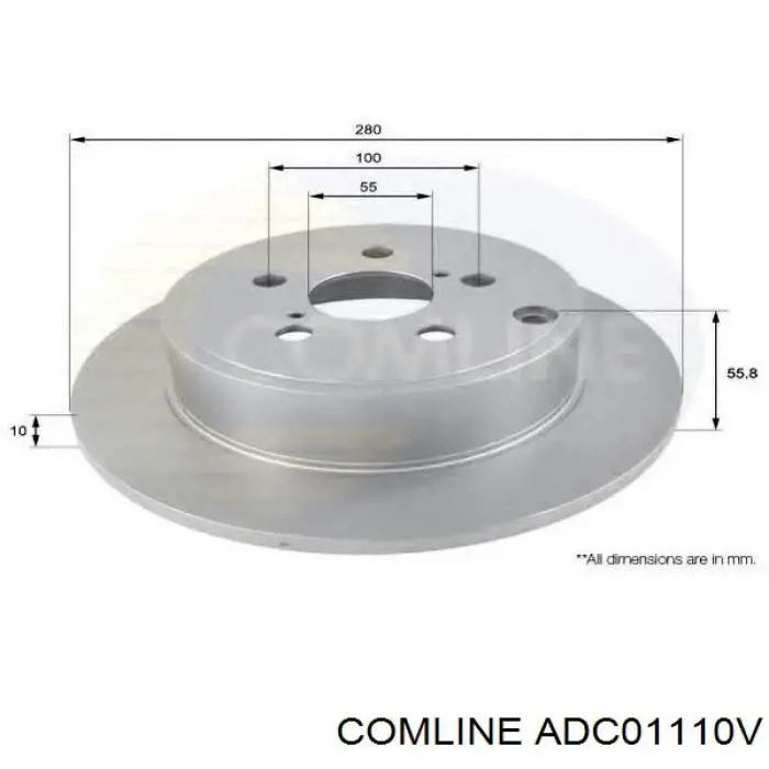 Передний тормозной диск Comline ADC01110V