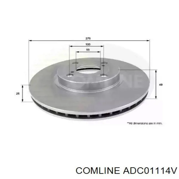 Передние тормозные диски ADC01114V Comline