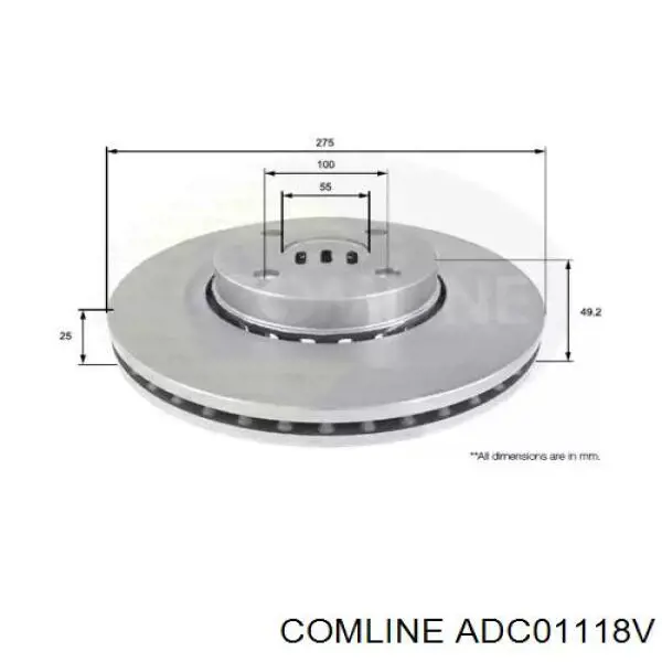 Передние тормозные диски ADC01118V Comline