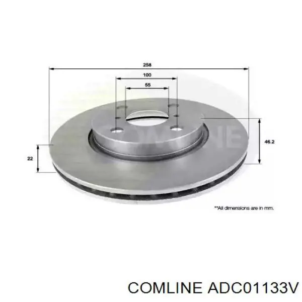 ADC01133V Comline Диск тормозной передний
