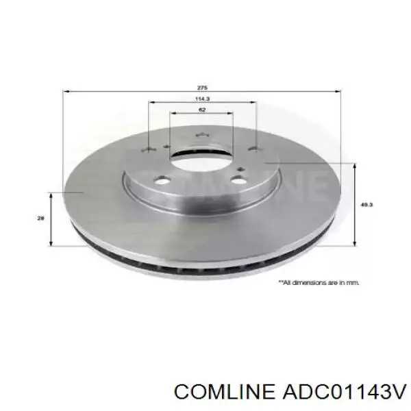 Передние тормозные диски ADC01143V Comline