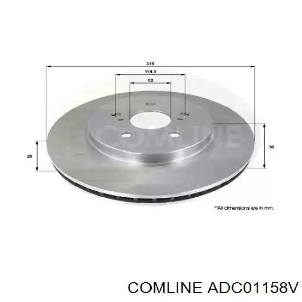 Передние тормозные диски ADC01158V Comline