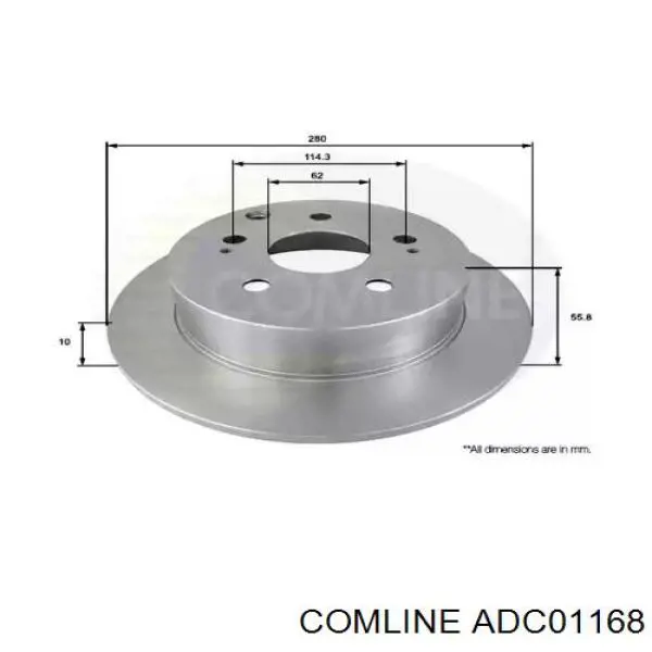 ADC01168 Comline диск тормозной задний