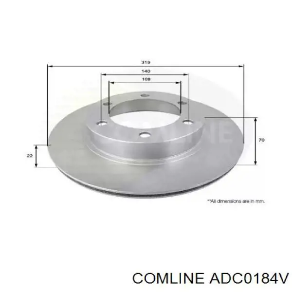 Передние тормозные диски ADC0184V Comline