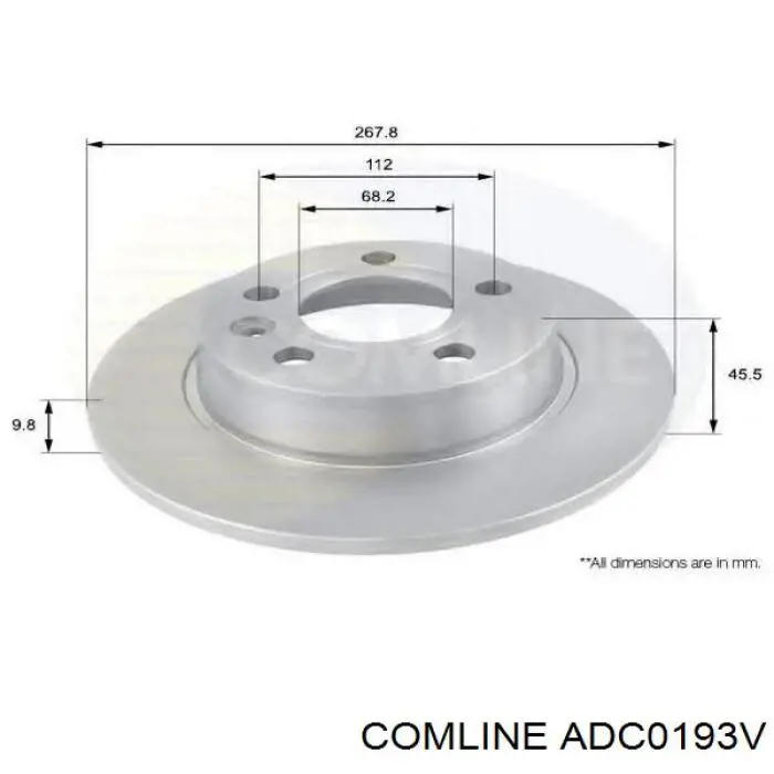 Передний тормозной диск Comline ADC0193V