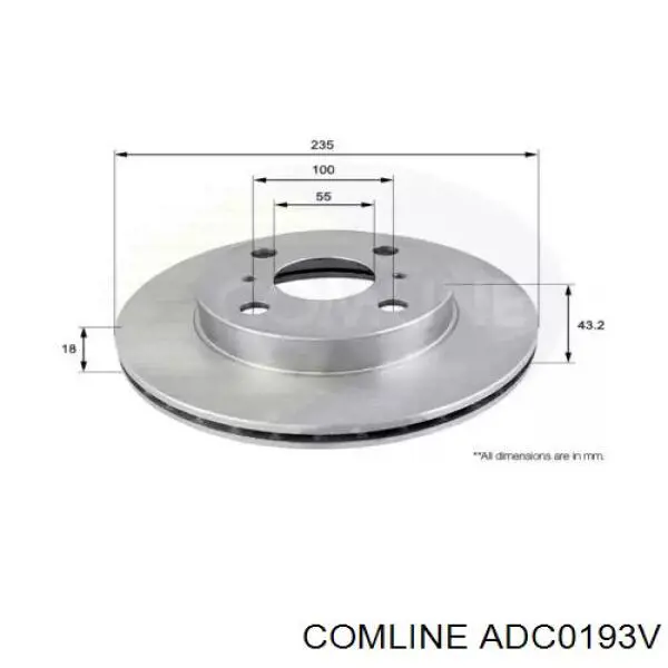 ADC0193V Comline диск тормозной передний
