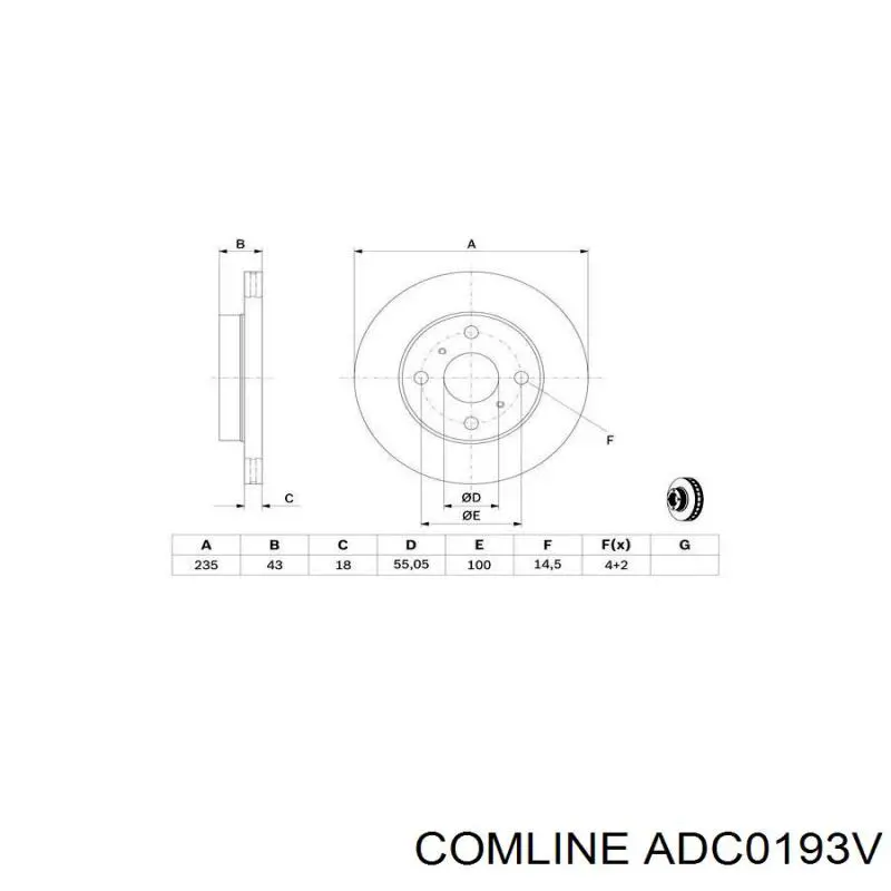 Тормоз дисковый передний Comline ADC0193V цена, от 21.03 USD