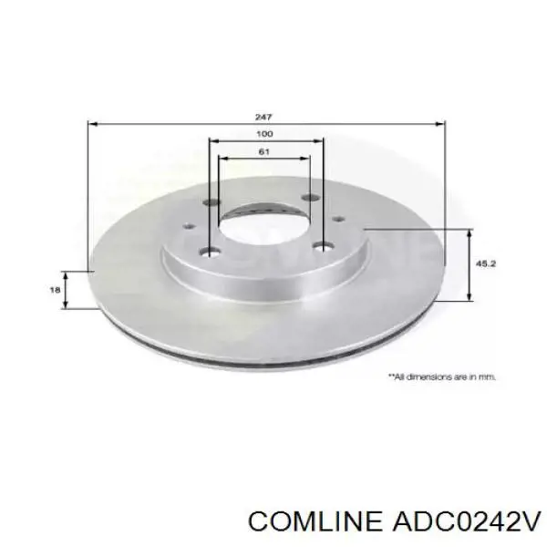 ADC0242V Comline диск тормозной передний