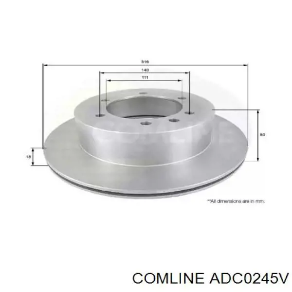 ADC0245V Comline диск тормозной задний
