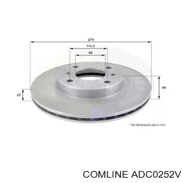 ADC0252V Comline диск тормозной передний