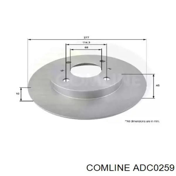 ADC0259 Comline диск тормозной задний