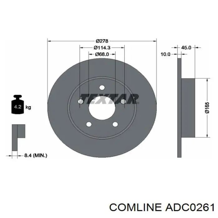 Тормозные диски ADC0261 Comline