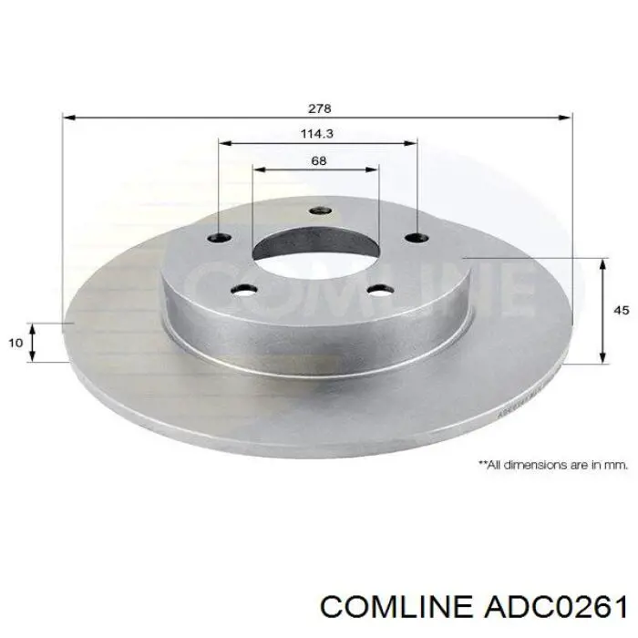ADC0261 Comline диск тормозной задний