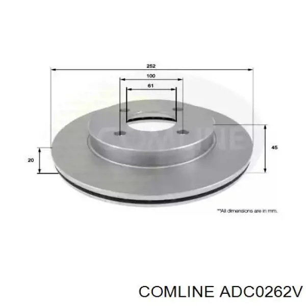 ADC0262V Comline диск тормозной передний