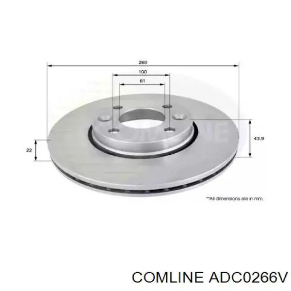 Гальмо дискове переднє ADC0266V Comline