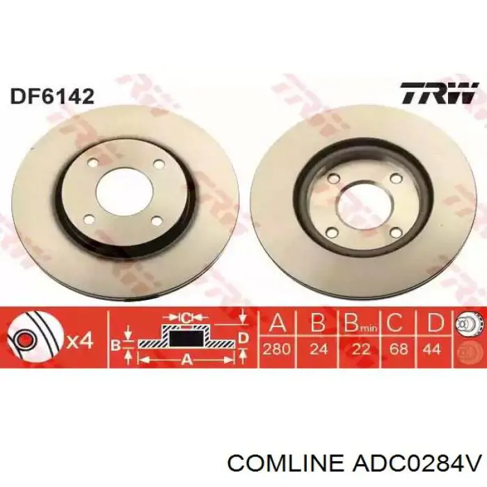 Передний тормозной диск Comline ADC0284V
