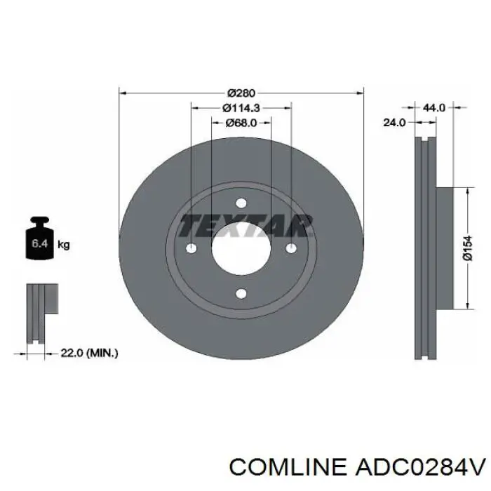 ADC0284V Comline Диск тормозной передний