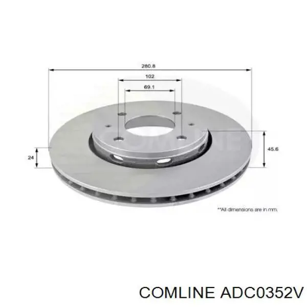 ADC0352V Comline диск тормозной передний