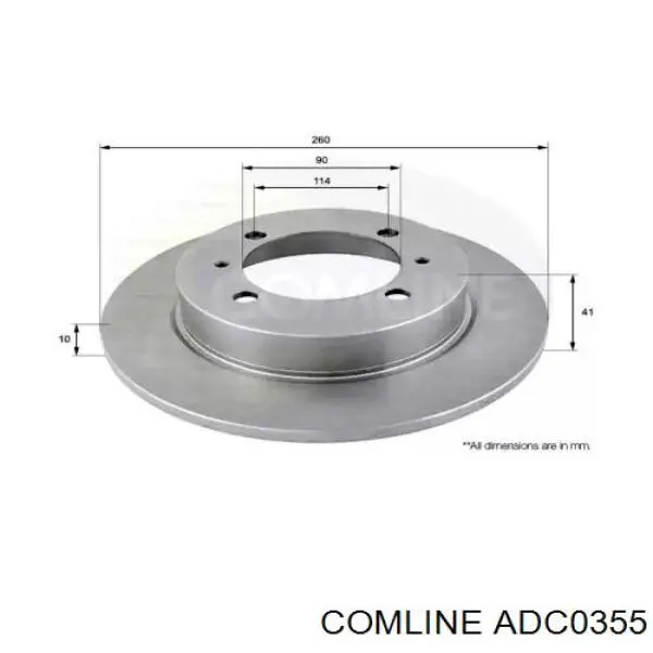 ADC0355 Comline диск тормозной задний