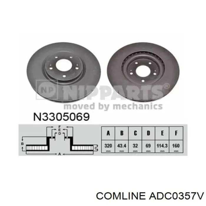 Передние тормозные диски ADC0357V Comline
