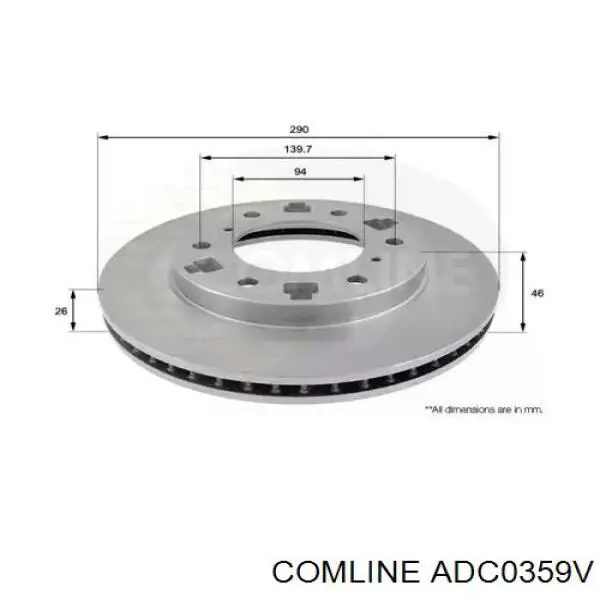 Передние тормозные диски ADC0359V Comline