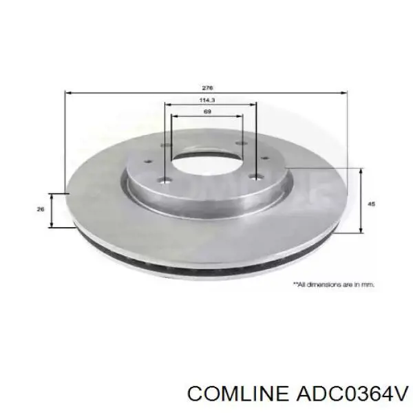 ADC0364V Comline передние тормозные диски