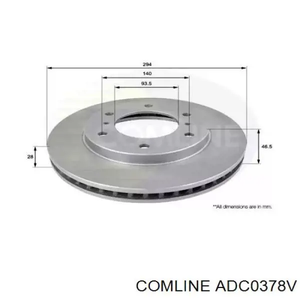 ADC0378V Comline диск тормозной передний