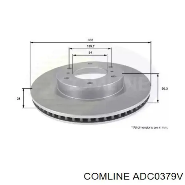 Передние тормозные диски ADC0379V Comline