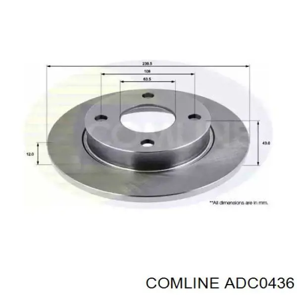 ADC0436 Comline диск тормозной передний