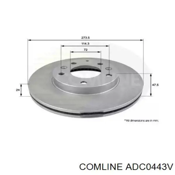 ADC0443V Comline диск тормозной передний