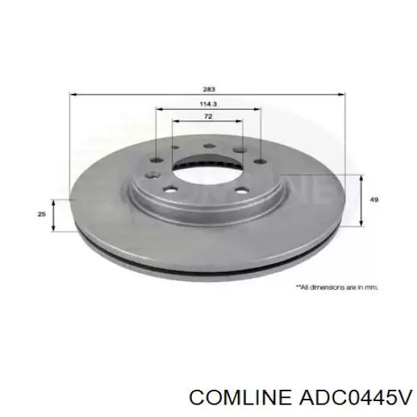 ADC0445V Comline Диск тормозной передний