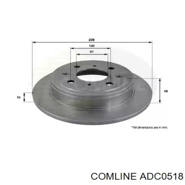 ADC0518 Comline диск тормозной задний
