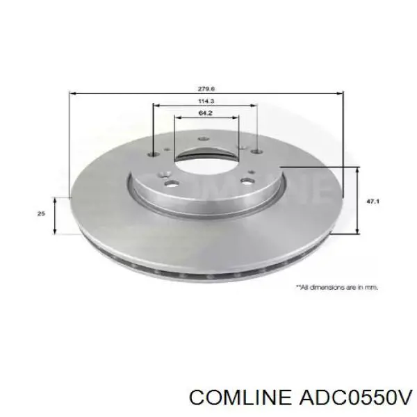 Передние тормозные диски ADC0550V Comline