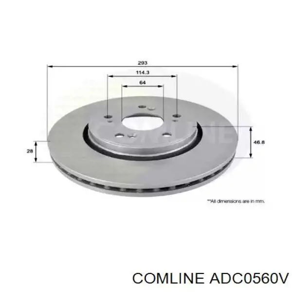 ADC0560V Comline передние тормозные диски
