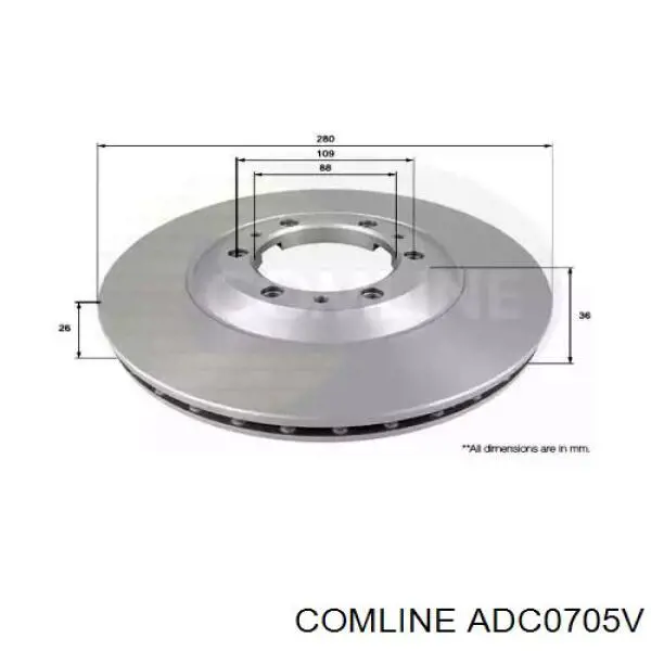 Передние тормозные диски ADC0705V Comline