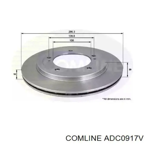 ADC0917V Comline диск тормозной передний