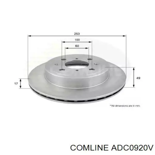 ADC0920V Comline диск тормозной передний