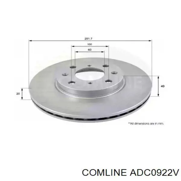 ADC0922V Comline диск тормозной передний