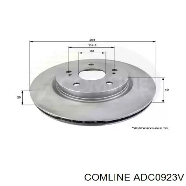 Передние тормозные диски ADC0923V Comline