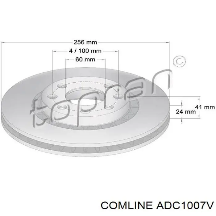 Передний тормозной диск Comline ADC1007V