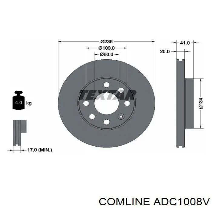 Передние тормозные диски ADC1008V Comline