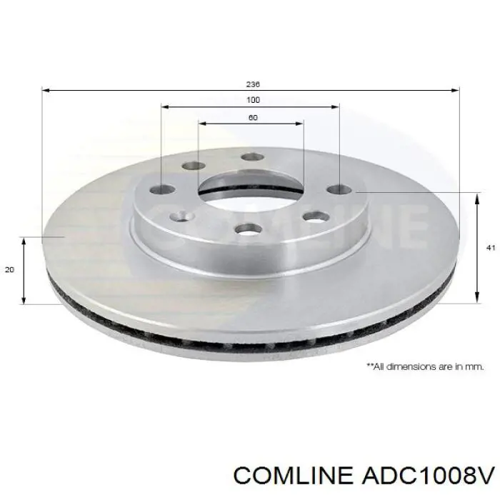 Disco de freno delantero ADC1008V Comline