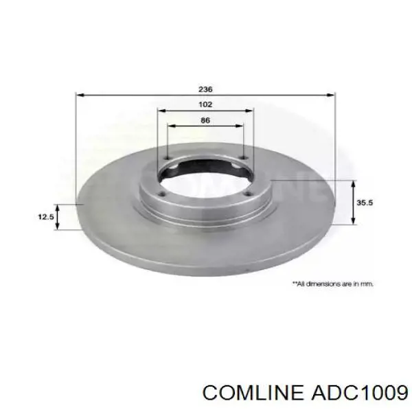 Передние тормозные диски ADC1009 Comline