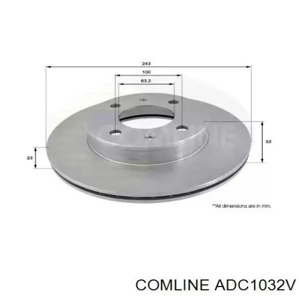 ADC1032V Comline диск тормозной передний