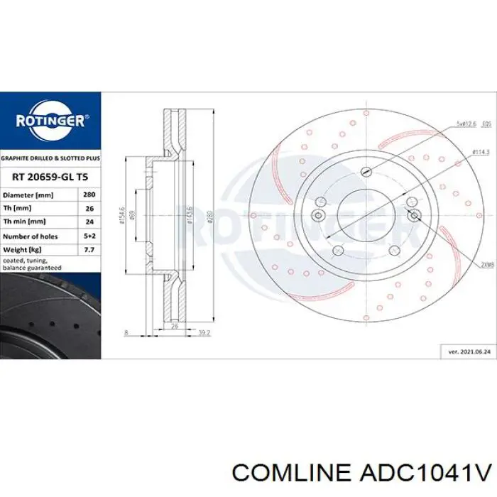 Тормоз дисковый передний Comline ADC1041V цена, от 35.81 USD