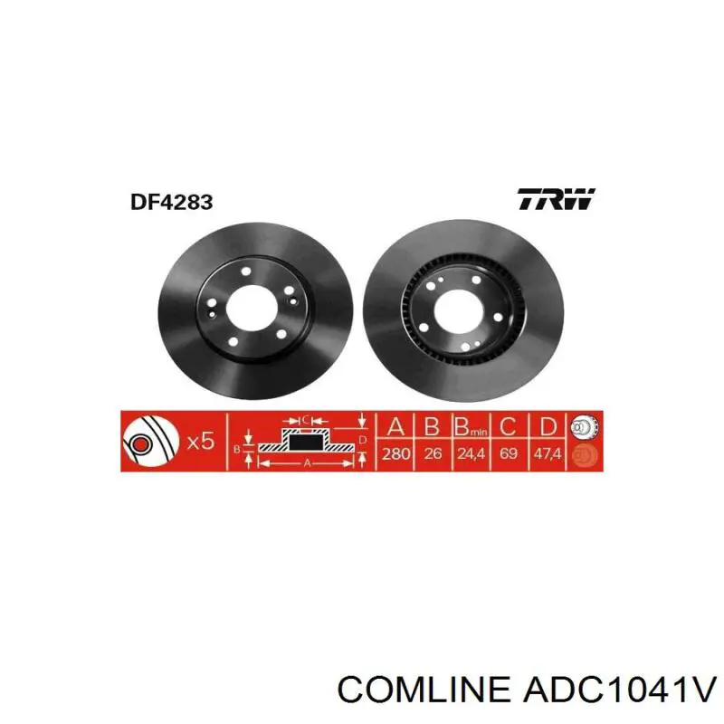 Передние тормозные диски ADC1041V Comline