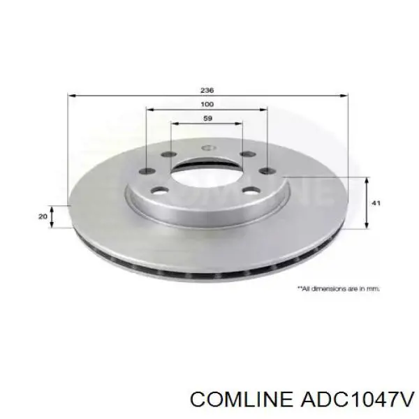 ADC1047V Comline Диск тормозной передний